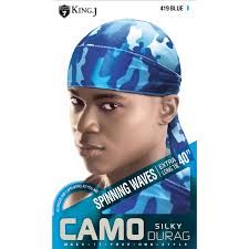 King J Spinning Waves Silky Durag- 40” (Camo)