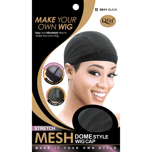 Qfitt Stretch Mesh Dome Style Wig Cap- Black