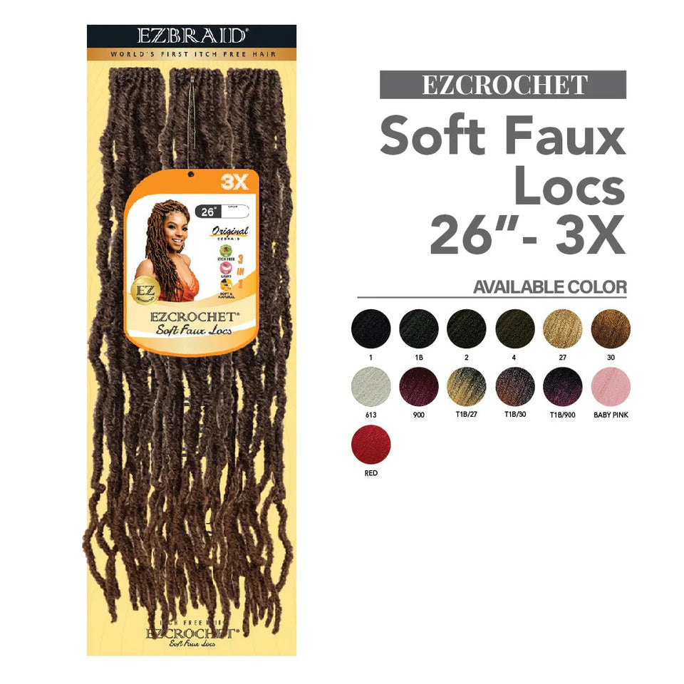 EZ Crochet 3X Soft Faux Locs- 26" (Assorted Colors)